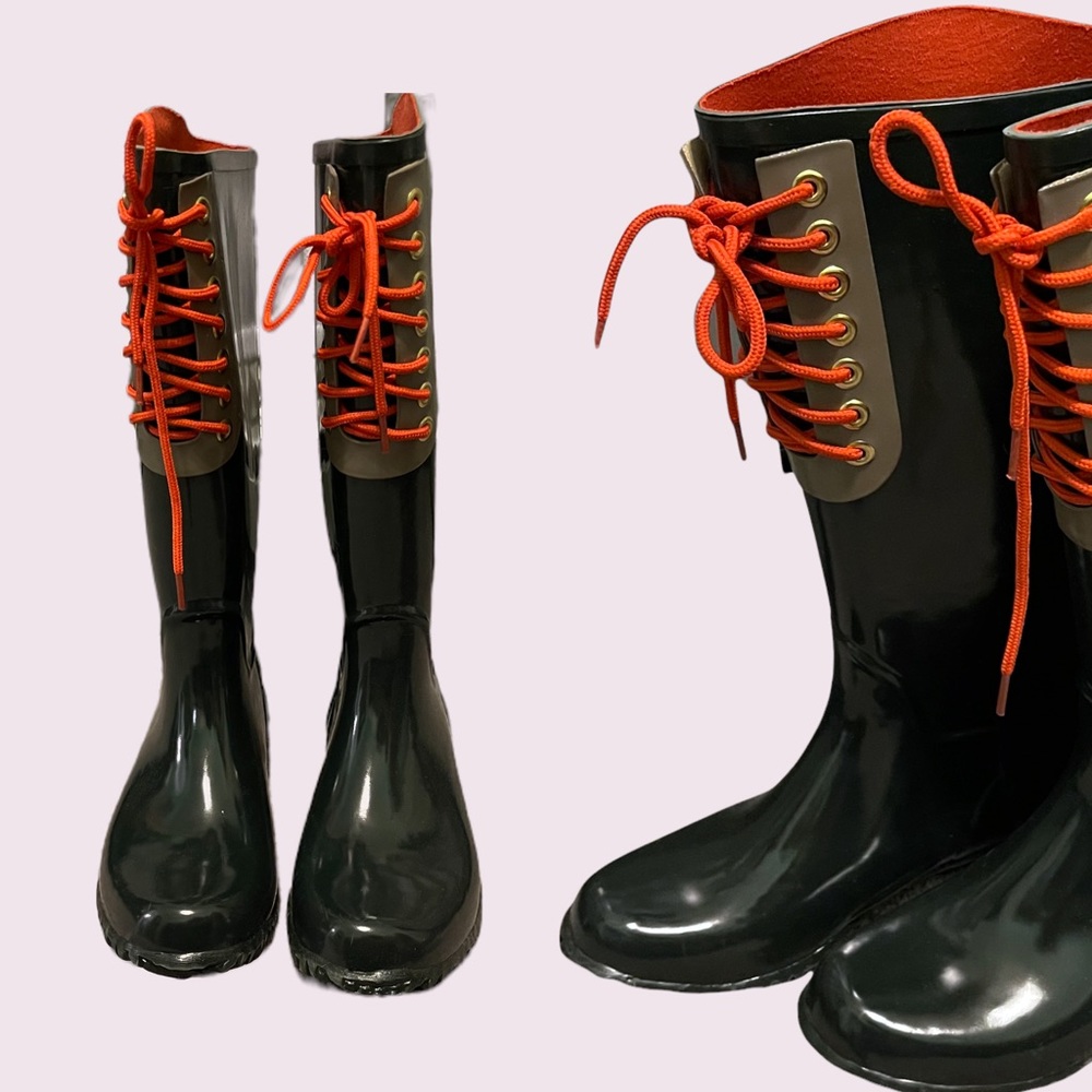 Tommy Hilfiger Kate Rain Boots Green Taupe 10